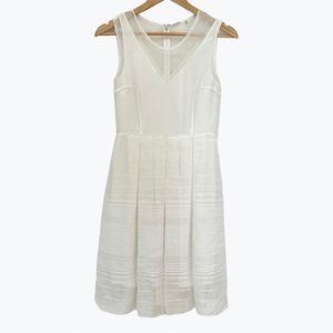 Elie Tahari White Linen Blend Pleated Dress US0 ($495)